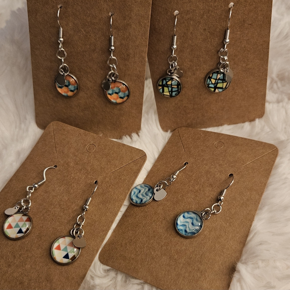 Colorful Geometric Dangle Earrings Set